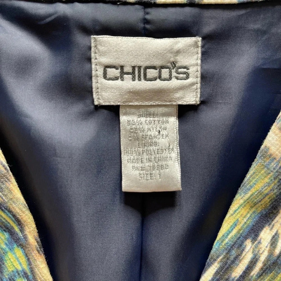 Chico’s Multicolor Cotton Blend Long Sleeve Blazer Women’s Size 1 or Medium - Picture 7 of 12